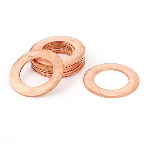 sourcingmap 10pcs Joint Cuivre 17mm x 28mm x 1mm Rondelle plate métrique
