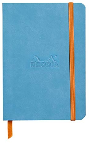 RHODIA 117357C - Soft Turquoise Notebook - A6 - Dotted Dot - 144 pages - Clairefontaine Ivory Paper 90 g/m - Bookmark, Elastic Closure - Faux Leather Cover - Rhodiarama Collection