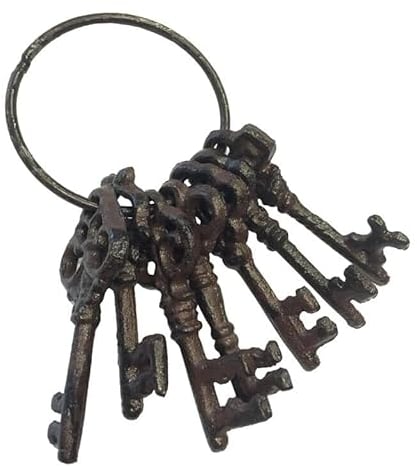 zeitzone Deko Schlüsselbund Nostalgie 7 Schlüssel Vintage-Stil Gusseisen Antik-Stil Braun