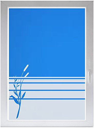 INDIGOS UG Fensterbild Schilfgras Glasdekor Bambus Sichtschutzfolie Fensterfolie Rohrkolben satiniert Blickdicht - 500-2000 mm - Dekoration Sonnenschutz Folie - Glasdekorfolie - selbstklebend - matt