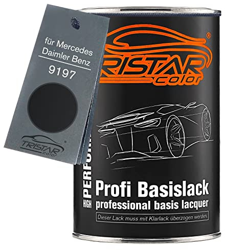 TRISTARcolor Autolack Dose spritzfertig für Mercedes/Daimler Benz 9197 Obsidianschwarz Metallic/Obsidian Black Metallic Basislack 1,0 Liter 1000ml