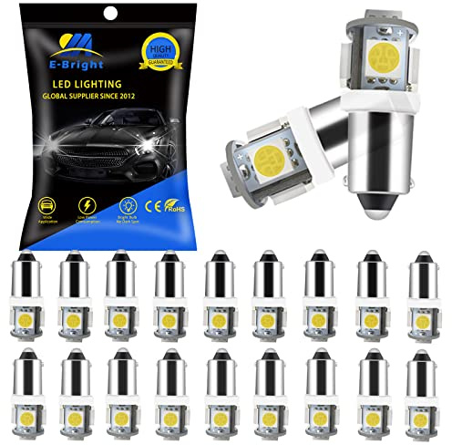 YM E-Bright 20-Pack Blanc BA9S 5050 5SMD Ampoules LED 24V | Convient aux plaques d’immatriculation, portes et feux de remplacement