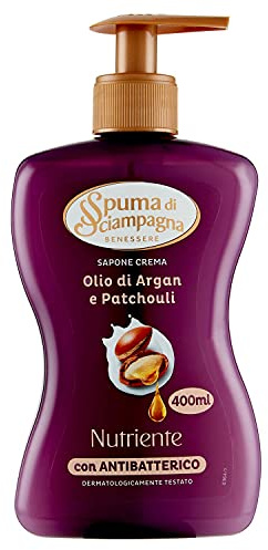 Spuma di Sciampagna: Saponecrema, Area di misurazione del pH neutro, sapone liquido con olio di argan biologico, flacone da 400 once liquide (400 ml) con tappo [Importazione italiana]