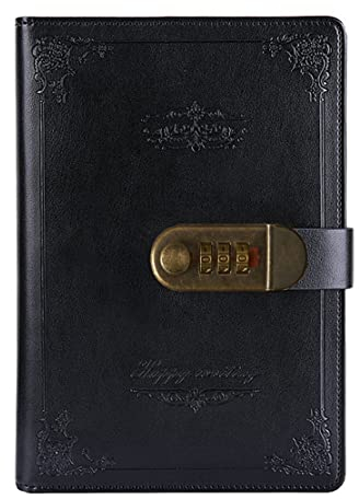 Ai-life Retro Vintage PU Leder Zahlenschloss Tagebuch Schreiben Notebook Planer, A5 Size(215x150mm) Passwort Tagebuch Notizblock, Secret Tagebuch Notizbuch mit Schloss Passwort Kodiert Stifthalter