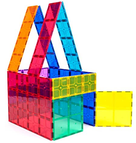 PicassoTiles Kids Toy Magnetic Building Blocks Magnet Tiles Supersized Large Stabilizer Base Jumbo XL Plate Foundation Education Construction Kit Engineering STEM Children Learning Stacking Set