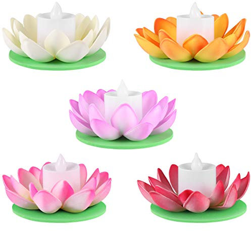 LED schwimmende Lotuslaterne Wunsch-Wasserlilie, künstliche Kerze, Laternen, Pool-Dekoration für Festivals, Partys (weiß + lila + orange + rosa + rot)