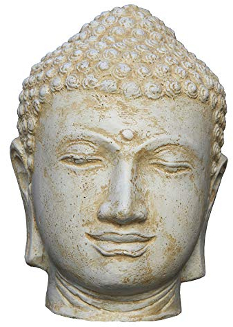 STONE art & more Buddha-Kopf, weiß antik, 30 cm, Steinfigur, Steinguss, frostfest