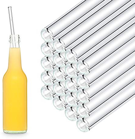 HALM Pailles en verre réutilisables - 50 pièces droites 30 cm - pour gastronomie, restaurant, bar, café, hôtel - Résistant au lave-vaisselle - Tubes en verre pour longs cocktails, smoothies
