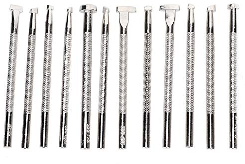 Herramienta de sello de cuero 12PCS, herramientas de grabado y estampado de cuero Juego de punzones de sello de diferentes formas Herramientas de fabricación de silla de montar para trabajar artesanía