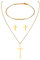 JewelryWe Schmuck Damen Armband Halskette Ohrringe Schmuckset Edelstahl Kreuz Anhänger mit Kette, Armkette & Ohrstecker Set für Frau Mädchen Gold
