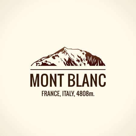 adrium Holz-Bild 100 x 100 cm: Bergtourist Vektor. Emblem Mount Adventures. Symbolhalterung. Höchste Berge in der Welt. Mont Blanc (68965556)