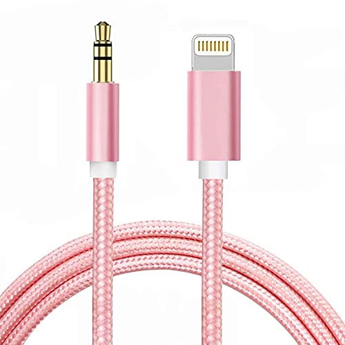 Cavo AUX per iPhone, cavo audio da Lightning a 3,5 mm in nylon intrecciato per iPhone 12 11 XS XR X 8 7 6 iPad iPod a auto/stereo domestico/cuffie/altoparlante, adattatore jack per cuffie certificato
