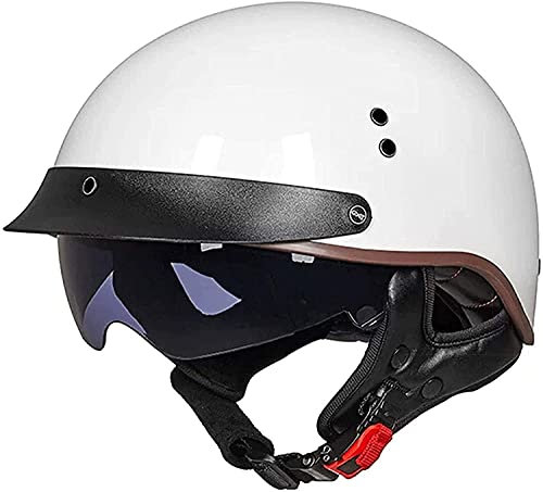 Casco da Moto,Visiera Parasole retrò Casco Scodella Moto Scooter Scodella Motorino Portatile Mezzo Casco ECE Certificazione,Materiale ABS Rivestimento EPS Approvato per Unisex