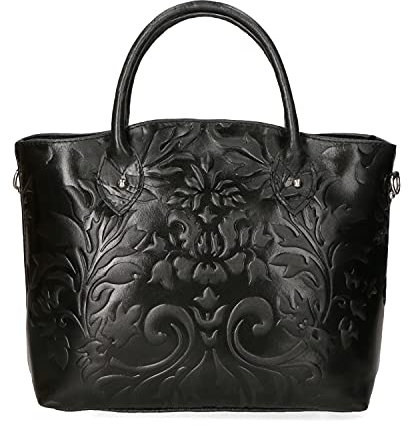 Borsa tote donna borsa a mano in pelle camoscio stampato borsa media italiana - Nero