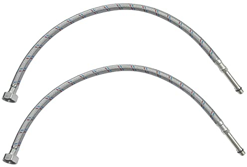 AERZETIX - Satz von 2 Flexible verschraubung weiblich 1/2'' - männlich M10 verlängerte 5cm - länge 600mm - flexible verbindung für mischbatterien - schlauchleitungen sanitär aus Gummi in Silber