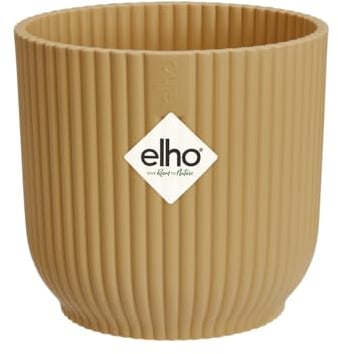 Elho Vibes Fold Round Mini 9 - Macetero por Interior - 100% Plástico Reciclado - Ø 9.3 x H 8.8 cm - Amarillo/Butter Yellow