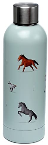 Puckator Willow Farm Bouteille d'eau en acier inoxydable – Froide pendant 24 h et chaude pendant 12 h – Bouteille d'eau en métal avec motif cheval – Bouteille isotherme moderne à double paroi – Sans