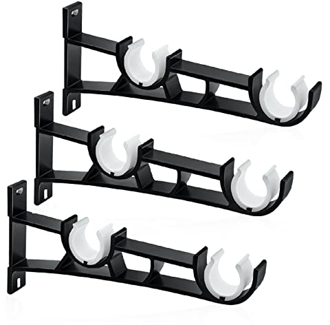 Lot de 2 supports de tringle à rideaux - 28 mm - Résistants - Noirs - Pour tringle à rideaux