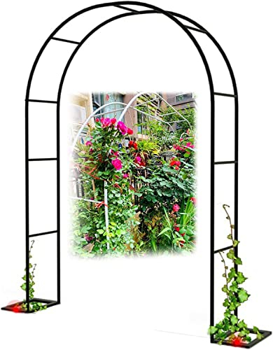 Tonnelle de jardin pour diverses plantes grimpantes, treillis pergola noir, cadre en fer forgé durable, arche extérieure pour pelouse et terrasse,W1.2mxH2.2m