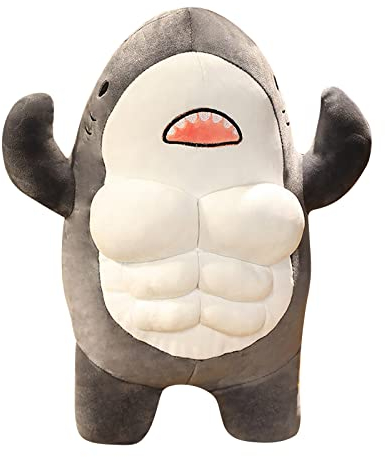 MaNMaNing Süße Muskel Hai Puppe Kissen Puppe (Grey, A)