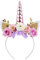 Nishine Einhorn Horn Floral Stirnband Glitter Ohren Pony Kopfbänder Tiara für Mädchen Party Geburtstag Cosplay(Rosa&Elfenbein)