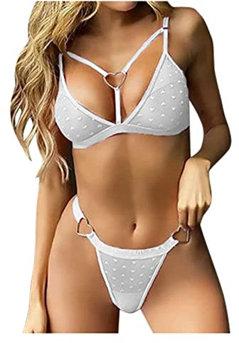YANFJHV Damen Weihnachten Body Dessous Set Reizwäsche Dessous Sexy Unterwäsche Sexy Spitze BH und Slip Babydoll Erotik Lingerie Nachtwäsche Weihnachtskostüm Zweiteiler Unterwäsche
