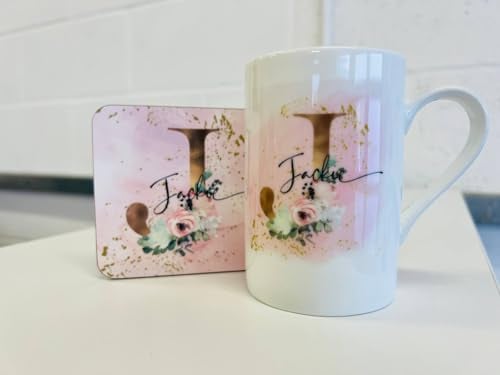 Personalised Mug, Name Mug,Bone China Mug, Gift Set Mug And Coaster, Personalised Initial Coaster, Name Mug And Coaster Gift (china bnone mug & coaster)