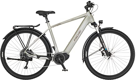 FISCHER E-Bike ATB TERRA 4.0i, Elektrofahrrad für Damen und Herren, RH 55 cm, Mittelmotor 80 Nm, 36 V Akku, grau