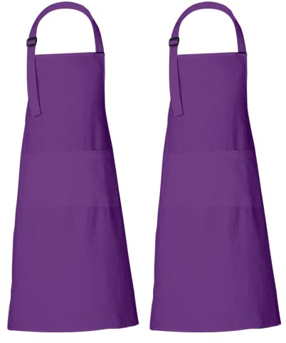 RAJRANG Packung mit 2 Küchenschürzen für Frauen mit Taschen 69 x 89 cm Vintage Frisurische Schürzen für Männer - Funkelndes Traubenviolett