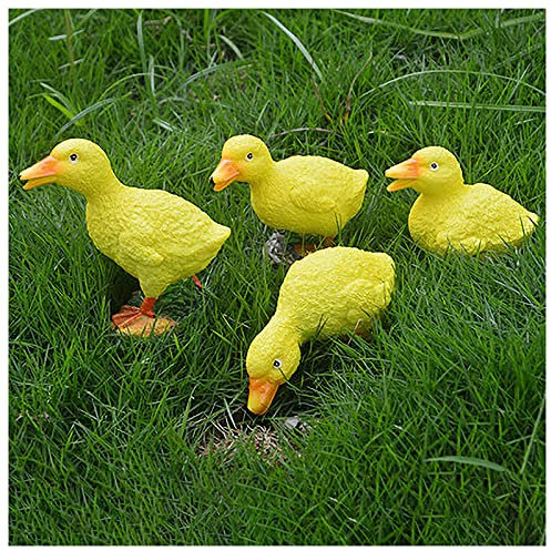 Gans Deko Garten Gans Gartendeko für draußen Figuren Deko Gans Figuren Garten Gans Gartenstecker Tiere Garten Dekoration Figuren für Außen Harz Gartenstatuen Bauernhof Balkon (A 4PCS, One Size)