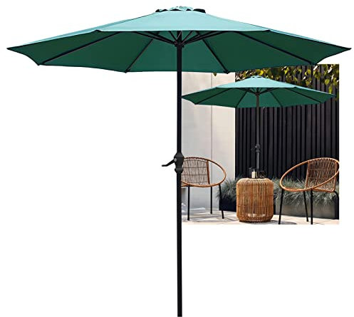 LIGUOYI Sonnenschirm 270cm Gartenschirm Marktschirm Mit 8 Rippen Und Kurbel, Polyester-Schirm UV-Schutz UPF 50+ Ohne Basis, Terrassenschirm, Schirm Für Strand Terrasse Garten Outdoor