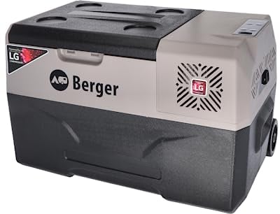 BERGER Kompressor Kühlbox B30-T 29 L │ 12V, 24V, 230V Stecker │ Elektrische Auto Kühlbox mit Rollen │Mobile Kompressorkühlbox leise & leicht │ ideal für Camping,Garten & Festival