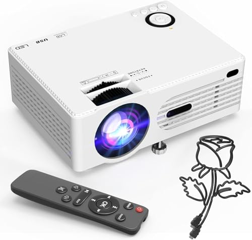 Beamer Full HD 1080P, YOOYAA 9000 Lumen Mini Projektor Portable für Handy Phone, Geschenke für Kinder, LED Heimkino Mini Beamer, Kompatibel mit TV Stick/Smartphone/HDMI/USB