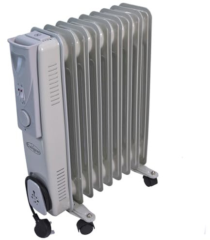 Easigear Oil Filled Portable Radiator, 2000W, 9 Fins, 3 Settings with Thermostat