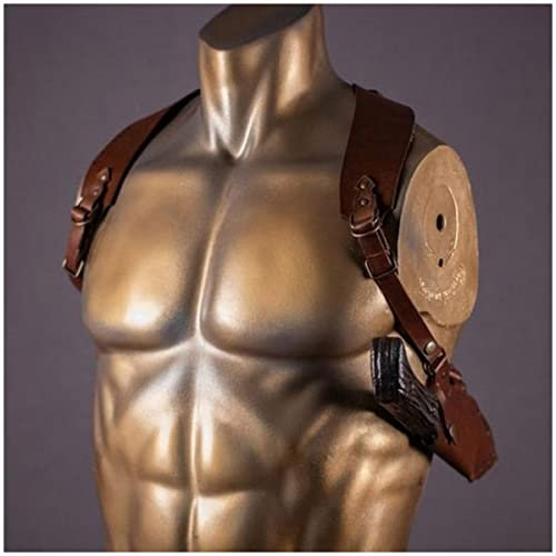 Medieval Vintage Knife Holster Steampunk PU Leather Pirate Dagger Holster Double Shoulder Knife Holder Halloween Cosplay Costume Accessory, Medieval style, LAPP Medieval style (Brown)