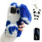 Palizufio Plüsch Kaninchen Hülle Kompatibel mit Samsung Galaxy A15 5G,Niedlich Pelzig Hase Ohren Haarball Weich Flauschige Winter Warm Handyhülle Glitzer Diamant Strass Hülle,Blau Weiß