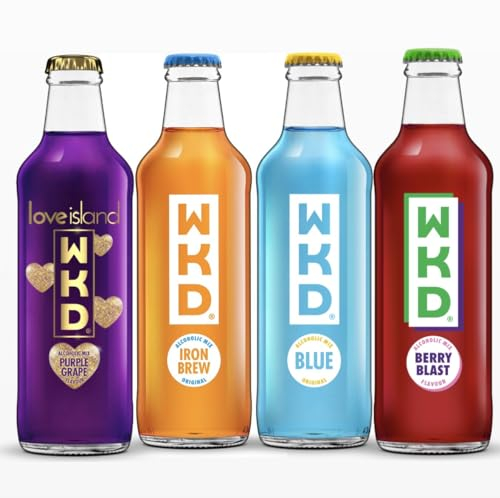 WKD Mixed Pack | Variety Pack | Iron Brew | Berry Blast | Purple Grape | Blue | Original Vodka Mix | 275ml Bottles | 4 Pack | Wicked | Alcopops |