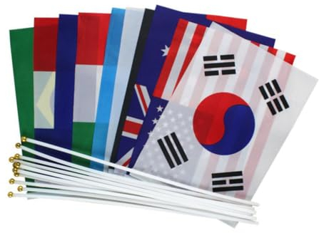 40 Stück Handgehaltene Nationalflaggen Auf Stab Länderflaggen Für Partydekorationen Klassenzimmer Garten Sportparade