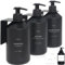 No Drill Wall Mount Shampoo and Conditioner Dispenser for Shower Gel Body Wash Soap Bottle Container Pump Black Refillable 3 Chamber Bottles, Bathroom Shampoo Dispenser for Shower Set Wall Mounted