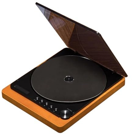 HMWOKPOT Vintage CD Player with Bluetooth 4.2&HiFi Speakers, Turntable CD Player with USB Mode, Optical Output & LCD display for Home