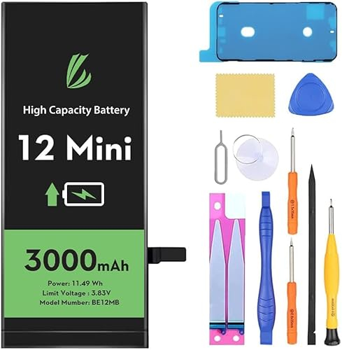 LL TRADER Akku für iPhone 12 Mini, 3000mAh Lithium-Ionen-Akku mit hoher Kapazität und Allen Reparaturwerkzeugen NEU 2024