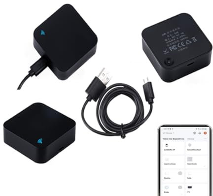 Mando a Distancia Universal Remoto WiFi Smart 2.4GHz Infrarrojo 360 Grados Tuya. Incluye Cable. Control Remoto IR Home. Alexa, Google Home, Smart Life. Cuadrado Negro