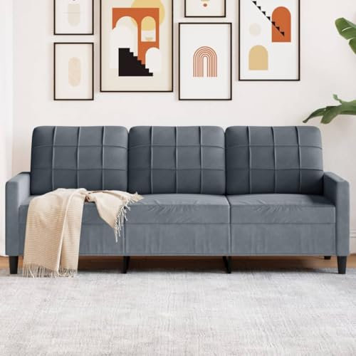 Homgoday 3-Sitzer-Sofa Sofa Couch Moderne Polstersofa Relaxsofa Loungesofa Relaxcouch Liegesofa Sofa Sitzmöbel für Wohnzimmer, Schlafzimmer Dunkelgrau 180 cm Samt