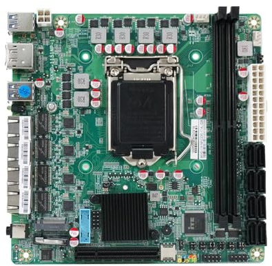 HKUXZR C236 NAS Motherboard Slot 8xSATA 1*M.2_ NVME PCI-E 3.0×8 1xMINI PCIE LGA1151 für NAS Router Server 4x2.5GbE I226 DDR4 RAM Speicher PCIE 17 x 17 cm DP + HDMI