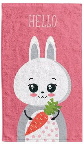 damaloo Toalla Infantil 30x50cm con Imagen de Conejo de algodón para niños - Toalla de Manos para niñas y niños - Toalla de Invitados, Toalla de Cara y Toalla de Mano - pequeño paño de 30x50 cm