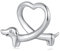 Liebe Herz Dackel Hund Charms 925 Sterling Silber Nette Welpen Charms Fits Pandora Armband Halskette für Frauen