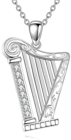 ONEFINITY Harfe Kette 925 Sterling Silber Harfe Anhänger Musik Instrument Halskette Harfe Schmuck Geschenke für Damen