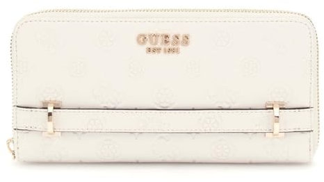GUESS Zarela SLG Large Zip Around Wallet L Creme White Logo