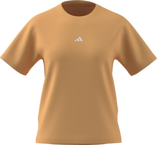 adidas Women's Essentials SMALL Logo Cotton T-Shirt, Semi Ice Tangerine/White, L