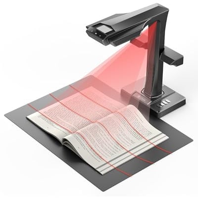CZUR ET MAX Professional Book Scanner, 38MP Document Camera, Laser Curve-Flatten, USB High Speed Document Scanner, 180+ Languages OCR, Capture A3, Support HDMI, for Windows/MacOS/Linux